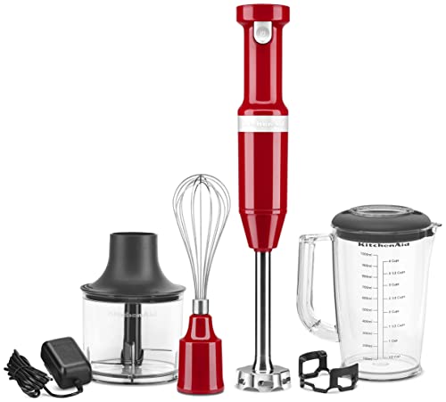 KitchenAid Cordless Variable Speed Hand Blender with Chopper and Whisk Attachment - KHBBV83