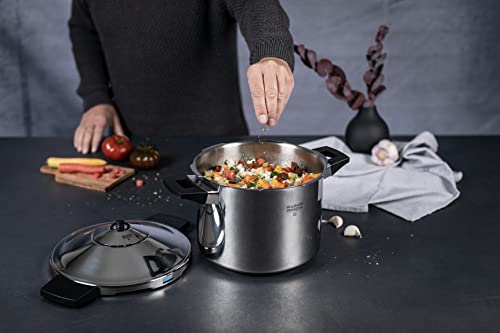 Kuhn Rikon DUROMATIC® Pressure Cooker 8.75” 6.3 qt family of 4 with side handles to save space